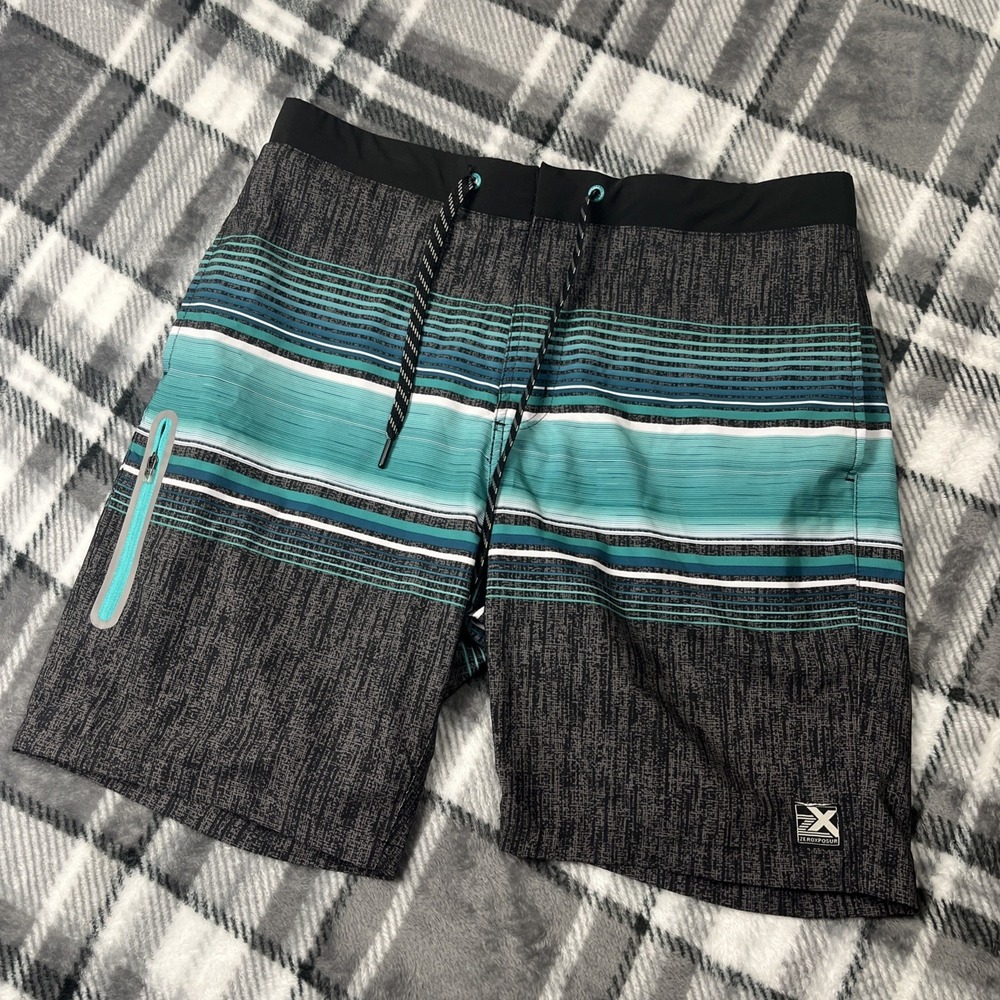 ZEROXPOSUR Board Shorts Mens Med Swim Trunks Swimsuit Stretch Cargo Liner